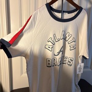 47 Brand Atlanta Braves Women’s Tee - White, Red, and Blue